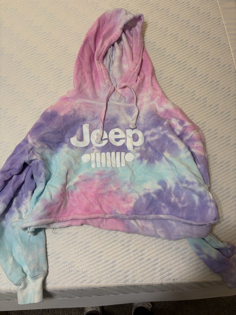 Jeep Pastel cropped Tie-Dye Hoodie in Pink, Purple, Blue